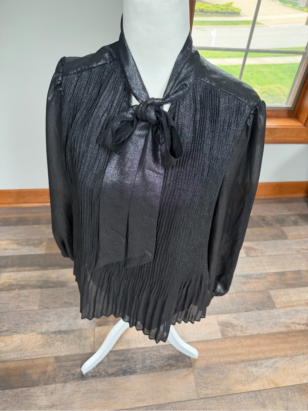 Nanette Lepore pleated metallic blouse